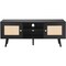 Rattan TV Stand for 55 Inch TV Bohemian Style Media Console with Storage Cabinets